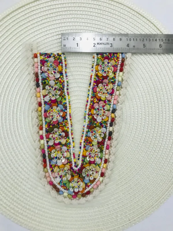 Premdas_Lace_Embroidery_Premium_V_Neck_patch_for_Kurti_Sewing_On_Applique_Patches/Decorative_Patches_for_Clothes,_Jackets,_Jean's,_Blouse,_Saree,_Dress_Decoration_Necklace_Sewing_round_Patch_Decal_Neckline_Badge_Handmade_DIY_Decorative_Fabric_Packig_1_pieces