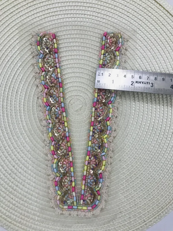 Premdas_Lace_Embroidery_Premium_V_Neck_patch_for_Kurti_Sewing_On_Applique_Patches/Decorative_Patches_for_Clothes,_Jackets,_Jean's,_Blouse,_Saree,_Dress_Decoration_Necklace_Sewing_round_Patch_Decal_Neckline_Badge_Handmade_DIY_Decorative_Fabric_Packig_1_pieces