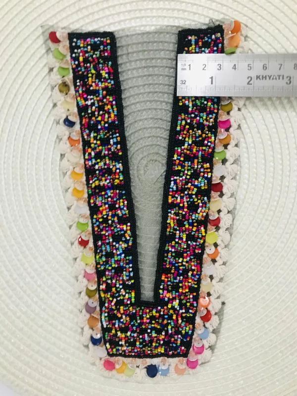 Premdas_Lace_Embroidery_Premium_V_Neck_patch_for_Kurti_Sewing_On_Applique_Patches/Decorative_Patches_for_Clothes,_Jackets,_Jean's,_Blouse,_Saree,_Dress_Decoration_Necklace_Sewing_round_Patch_Decal_Neckline_Badge_Handmade_DIY_Decorative_Fabric_Packig_1_pieces