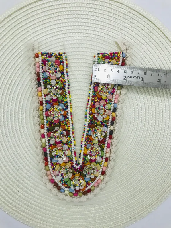 Premdas_Lace_Embroidery_Premium_V_Neck_patch_for_Kurti_Sewing_On_Applique_Patches/Decorative_Patches_for_Clothes,_Jackets,_Jean's,_Blouse,_Saree,_Dress_Decoration_Necklace_Sewing_round_Patch_Decal_Neckline_Badge_Handmade_DIY_Decorative_Fabric_Packig_1_pieces