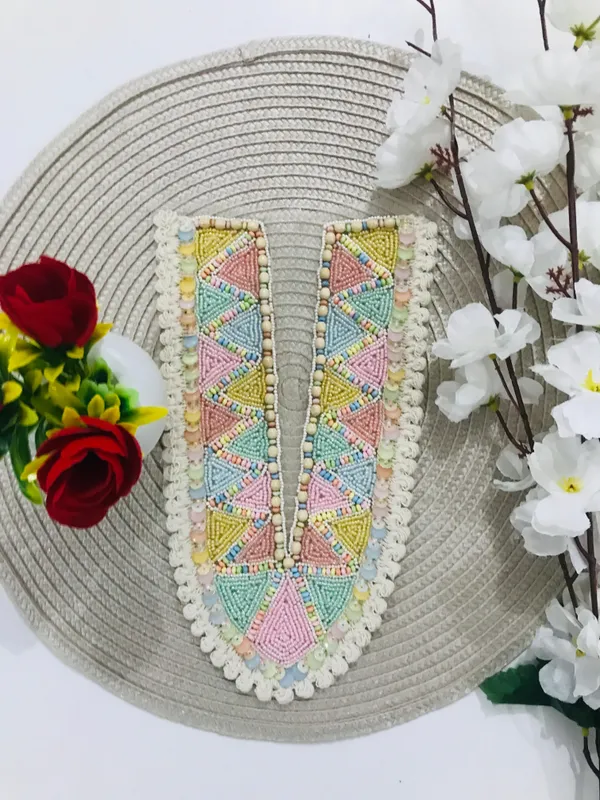 Premdas_Lace_Embroidery_Premium_V_Neck_patch_for_Kurti_Sewing_On_Applique_Patches/Decorative_Patches_for_Clothes,_Jackets,_Jean's,_Blouse,_Saree,_Dress_Decoration_Necklace_Sewing_round_Patch_Decal_Neckline_Badge_Handmade_DIY_Decorative_Fabric_Packig_1_pieces