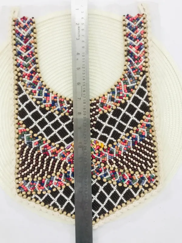 Premdas_Lace_Multicolour_Embroidered_Neckline_Patch_Sewing_On_Mirror_Work_Wooden_Beads_Design,_Neck_Patch_for_Kurti_Blouse_Saree_Top_Lehenga_Jacket_Patchwork