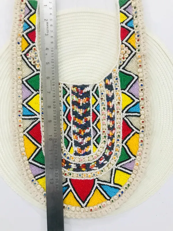 Premdas_Lace_Multicolour_Embroidered_Neckline_Patch_Sewing_On_Mirror_Work_Wooden_Beads_Design,_Neck_Patch_for_Kurti_Blouse_Saree_Top_Lehenga_Jacket_Patchwork