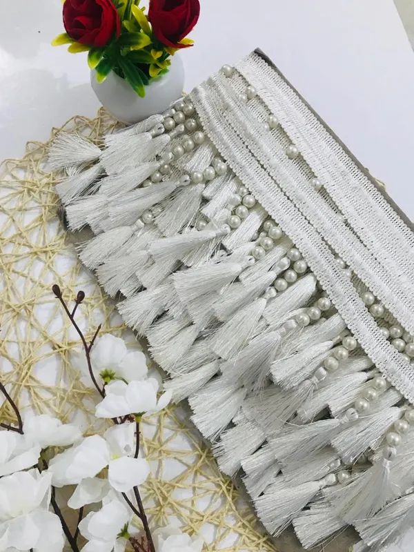 Premdas_Lace_Off_White_Trim_And_Borders_Material_for_Saree,_Suit,_Kurta,_Dupatta,_Blouse,_Gown,_Lehenga_&_Resham_Thread_Tassel_For_Dresses,_Crafts,_Home_Decoration