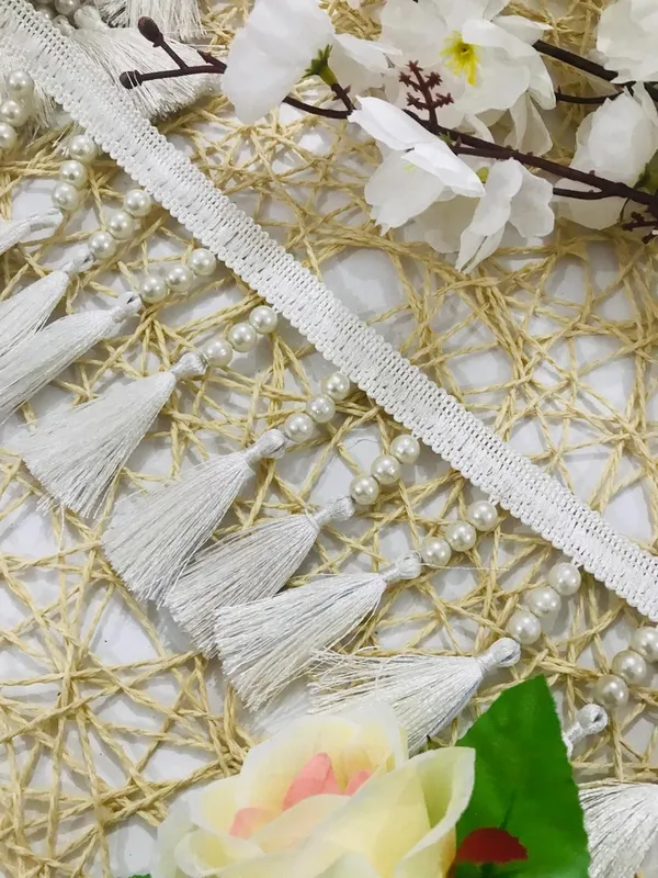 Premdas_Lace_Off_White_Trim_And_Borders_Material_for_Saree,_Suit,_Kurta,_Dupatta,_Blouse,_Gown,_Lehenga_&_Resham_Thread_Tassel_For_Dresses,_Crafts,_Home_Decoration