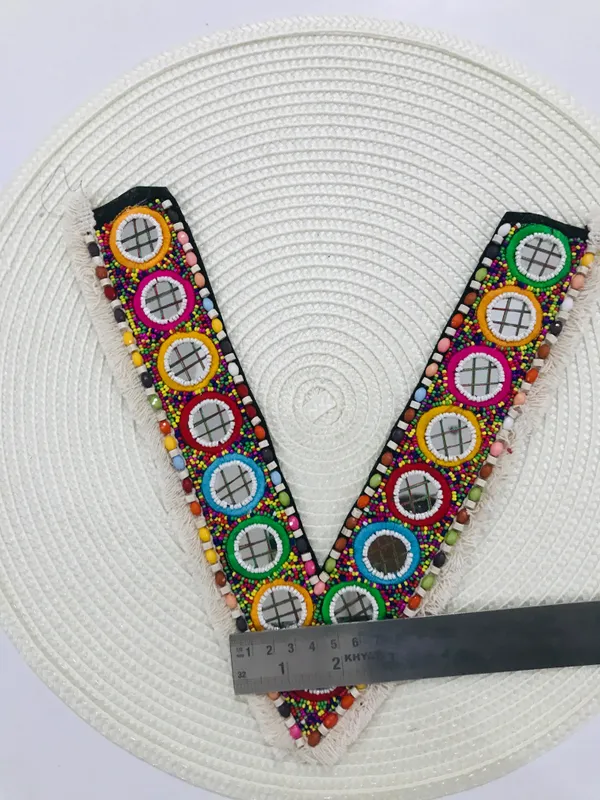 Premdas_Lace__Embroidery_Premium_V_Neck_patch_for_Kurti_Sewing_On_Applique_for_Clothes,_Jackets,_Jean's,_Blouse,_Saree,_Dress_Decoration_Sewing_Decal_Badge_Handmade_DIY_Fabric