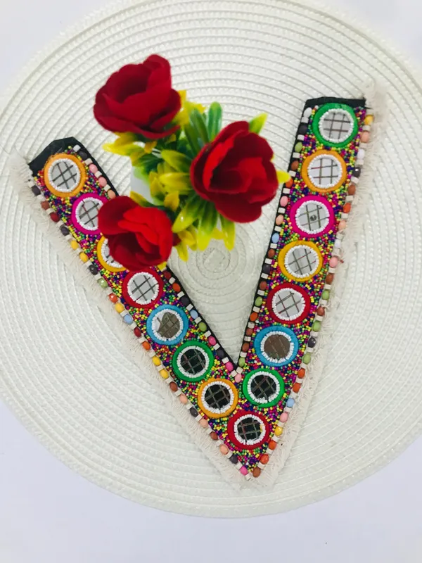 Premdas_Lace__Embroidery_Premium_V_Neck_patch_for_Kurti_Sewing_On_Applique_for_Clothes,_Jackets,_Jean's,_Blouse,_Saree,_Dress_Decoration_Sewing_Decal_Badge_Handmade_DIY_Fabric