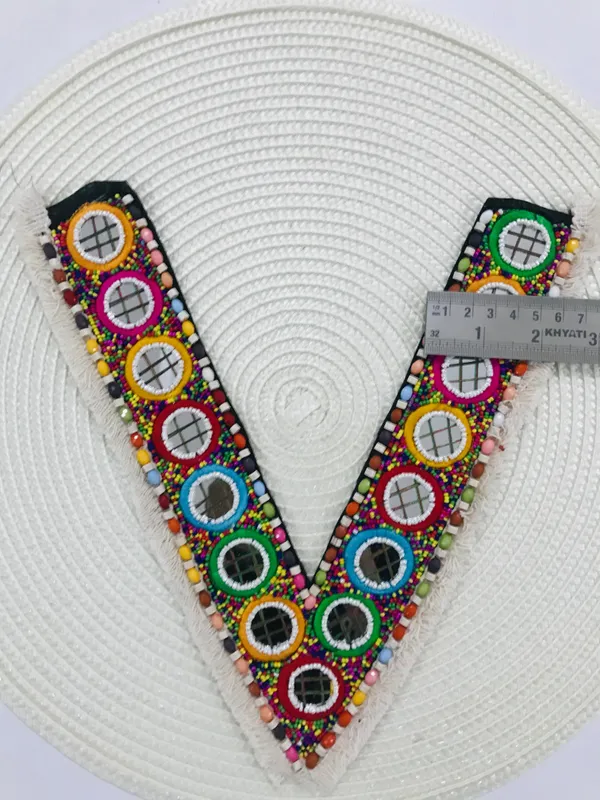 Premdas_Lace__Embroidery_Premium_V_Neck_patch_for_Kurti_Sewing_On_Applique_for_Clothes,_Jackets,_Jean's,_Blouse,_Saree,_Dress_Decoration_Sewing_Decal_Badge_Handmade_DIY_Fabric
