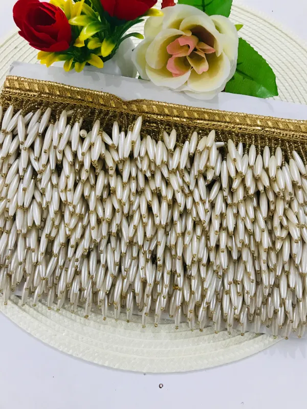 Premdas_Lace__Pearl_Lace_with_Shimmering_Gold_Finish_Zari_Border_Lace_Perfect_for_for_Saree,_Blouse,_Dupatta,_Lehenga,_Sewing,_Designing_Crafts_and_Home_Decor_(1_Meter)