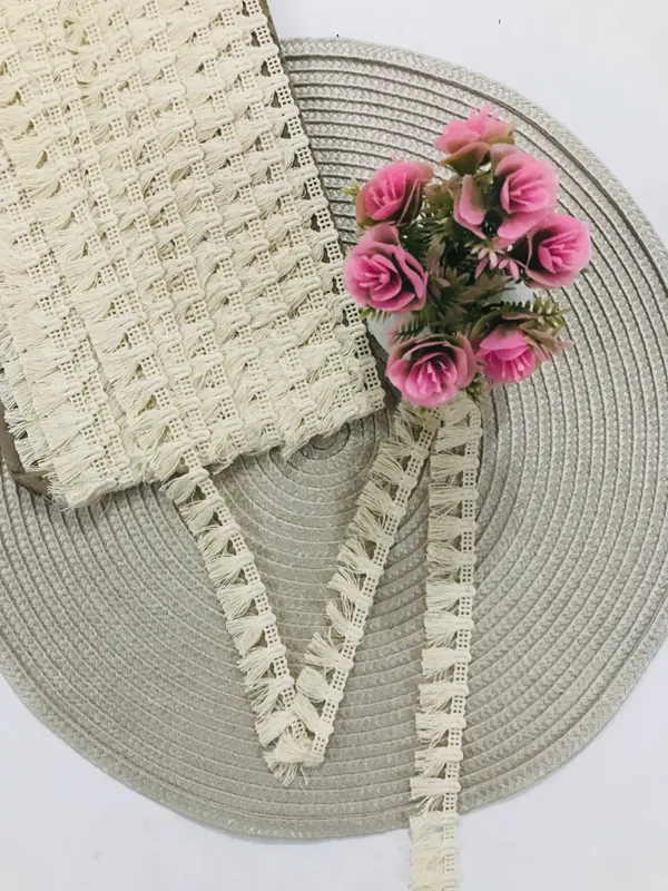 Premdas_lace_Indian_Cotton_Natural_Ivory_100%_Cotton_Brush_Fringe_Trim_Decorative_Cotton_Fringe_Trim_Cream_Tassel_Fringe,_Matte_Fringe_15_Meter