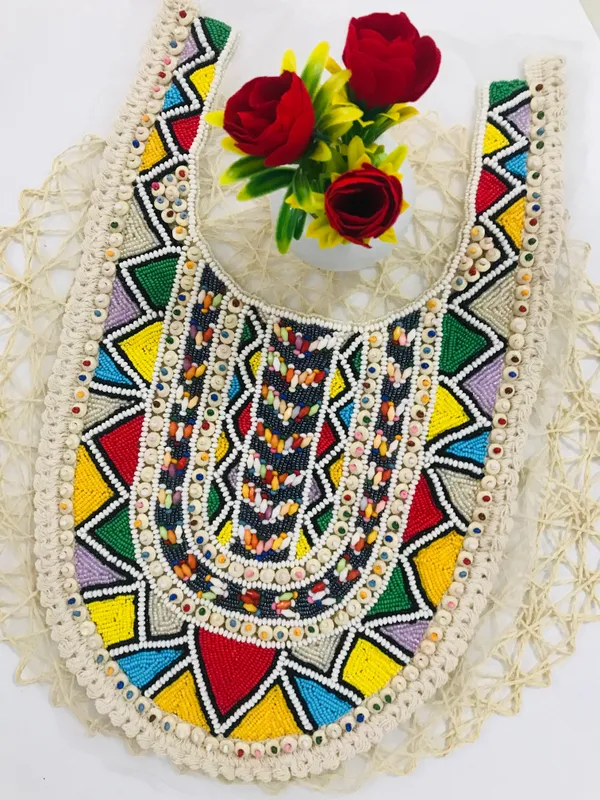 Premdas_Lace_Multicolour_Embroidered_Neckline_Patch_Sewing_On_Mirror_Work_Wooden_Beads_Design,_Neck_Patch_for_Kurti_Blouse_Saree_Top_Lehenga_Jacket_Patchwork_Packing_1_Piece