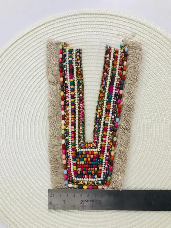 Premdas_Lace__Embroidery_Premium_V_Neck_patch_for_Kurti_Sewing_On_Applique_Patches/Decorative_Patches_for_Clothes,_Jackets,_Jean's,_Blouse,_Saree,_Dress_Decoration_Necklace_Sewing_round_Patch_Decal_Neckline_Badge_Handmade_DIY_Decorative_Fabric_Packig_1_pieces