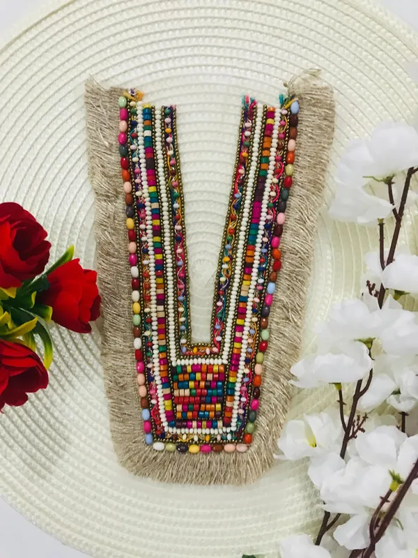Premdas_Lace__Embroidery_Premium_V_Neck_patch_for_Kurti_Sewing_On_Applique_Patches/Decorative_Patches_for_Clothes,_Jackets,_Jean's,_Blouse,_Saree,_Dress_Decoration_Necklace_Sewing_round_Patch_Decal_Neckline_Badge_Handmade_DIY_Decorative_Fabric_Packig_1_pieces