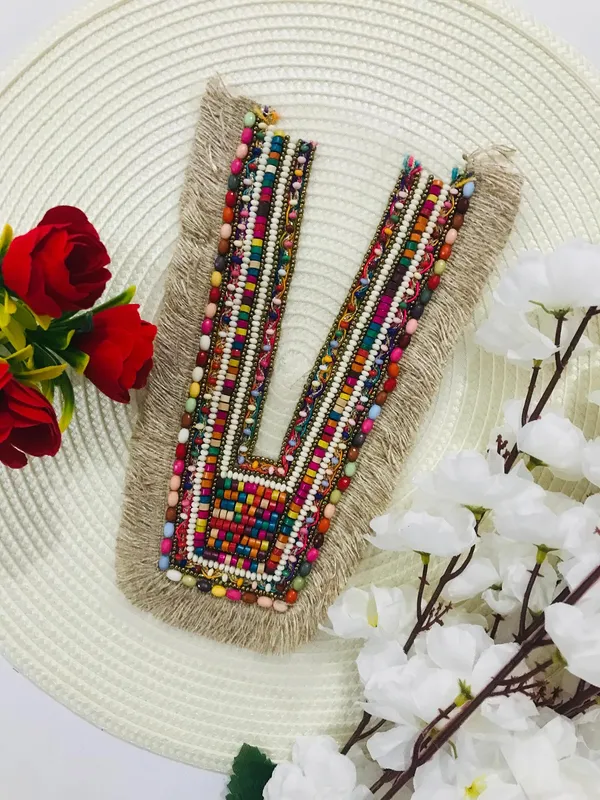Premdas_Lace__Embroidery_Premium_V_Neck_patch_for_Kurti_Sewing_On_Applique_Patches/Decorative_Patches_for_Clothes,_Jackets,_Jean's,_Blouse,_Saree,_Dress_Decoration_Necklace_Sewing_round_Patch_Decal_Neckline_Badge_Handmade_DIY_Decorative_Fabric_Packig_1_pieces
