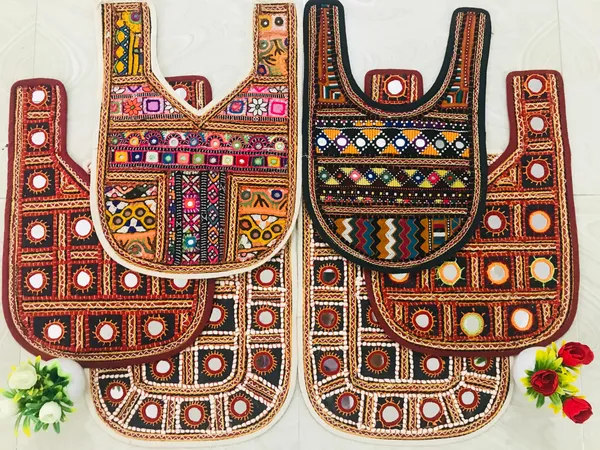 Premdas_Lace_Embroidery_patch_for_kurti,_Clothes,_Jackets,_Jean's,_Blouse,_Saree,_Dress_Decoration_Premium_Sewable_Soft_Fabric_For_women's_gowns_kameez_salwar_suits_tops_&_tunics_afghan_Indo_Western_Multicolour,_Round_With_V_Neck_(MAROON)