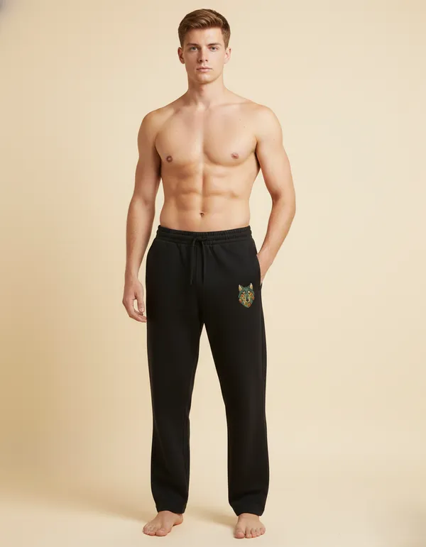 Wolf_shape_embroide_black_jogger’s