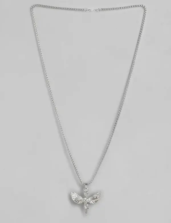 Antique_Angel_And_Cross_Shaped_Silver_Plated_Stainless_Steel_Pendants_With_Chains_Combo_Set_Of_2