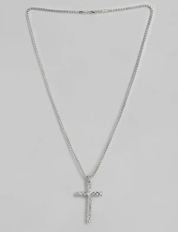 Antique_Angel_And_Cross_Shaped_Silver_Plated_Stainless_Steel_Pendants_With_Chains_Combo_Set_Of_2