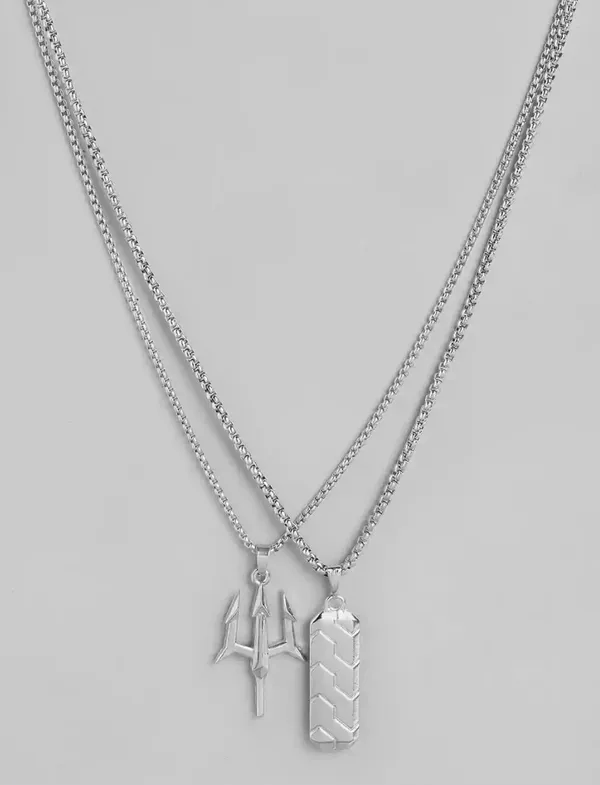 Stylish_Anime_Dragon_Tooth_And_Eternal_Charm_Silver_Polished_Pendants_With_Chains_Combo_Set_Of_2
