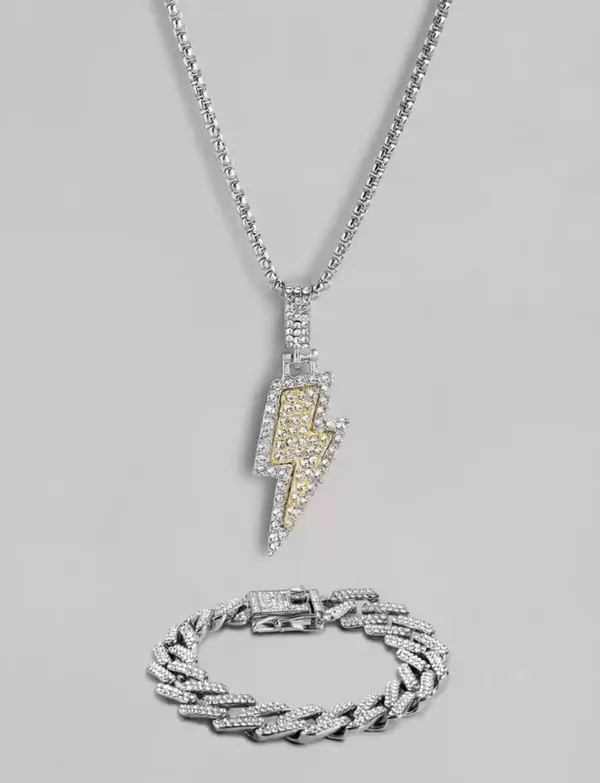 Stylish_Flash_Silver_Plated_Stainless_Steel_Pendant_With_Bracelet_Combo_Set_Of_2