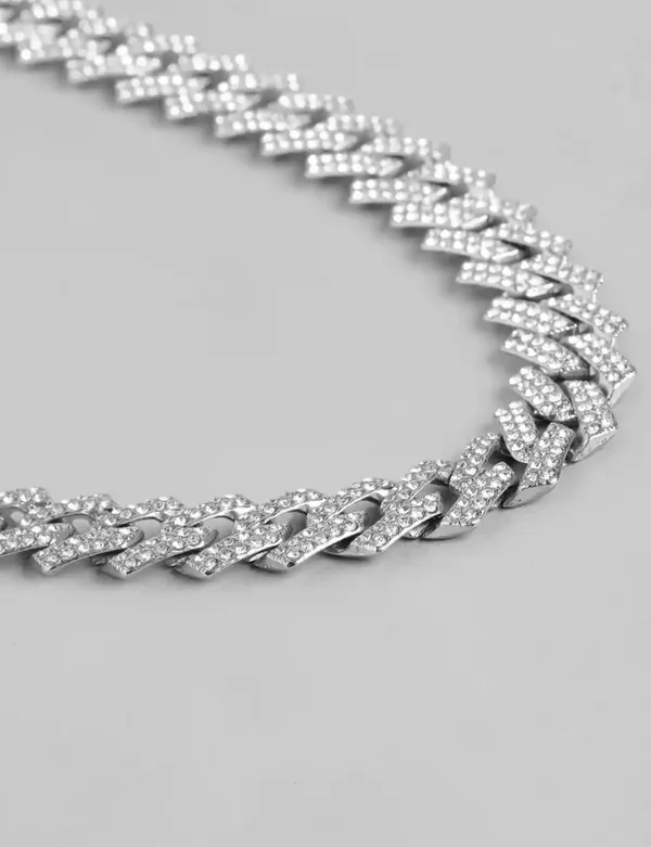 Mc_Stan_Stainless_Steel_Zirconia_Studded_Silver_Plated_Cuban_Link_Chain_Stylish_Rapper_Pendant_Necklace