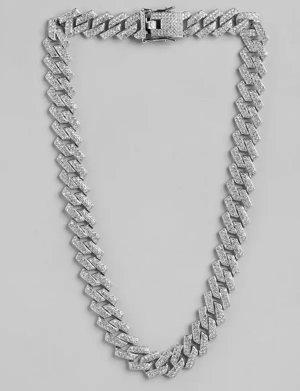 Mc_Stan_Stainless_Steel_Zirconia_Studded_Silver_Plated_Cuban_Link_Chain_Stylish_Rapper_Pendant_Necklace