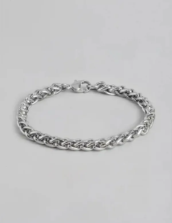 Unisex_Stainless_Steel_Silver_Finish_Chain_Bracelet