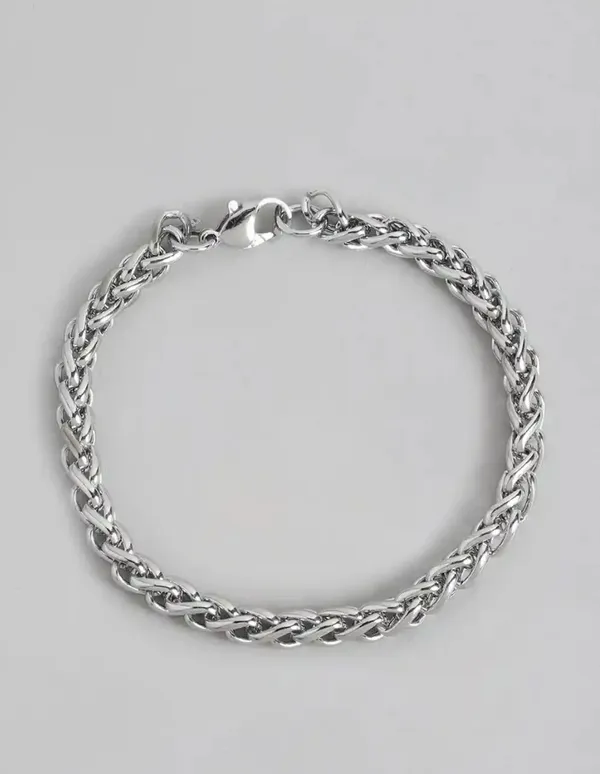 Unisex_Stainless_Steel_Silver_Finish_Chain_Bracelet