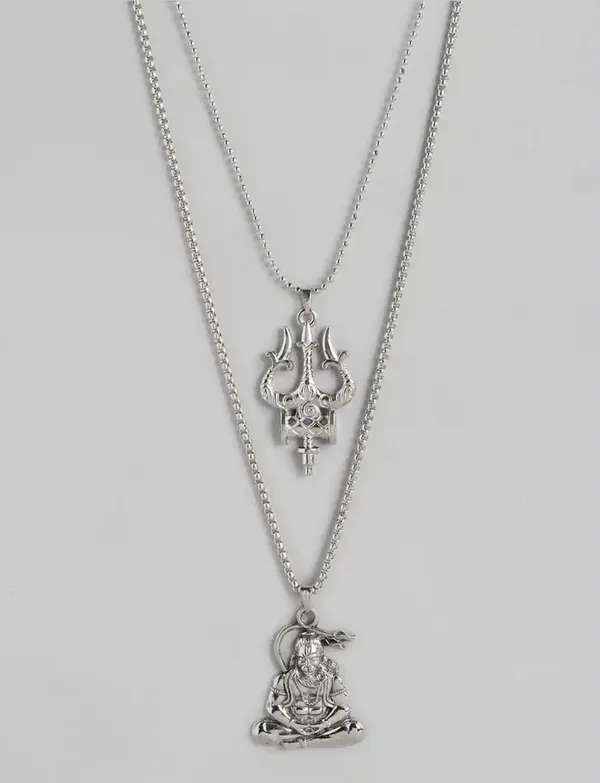Lord_Shri_Bajrangbali_Sitting_Meditation_And_Lord_Shiva_Trishul_With_Damru_Stainless_Steel_Pendants_With_Chains_Combo_Set_Of_2