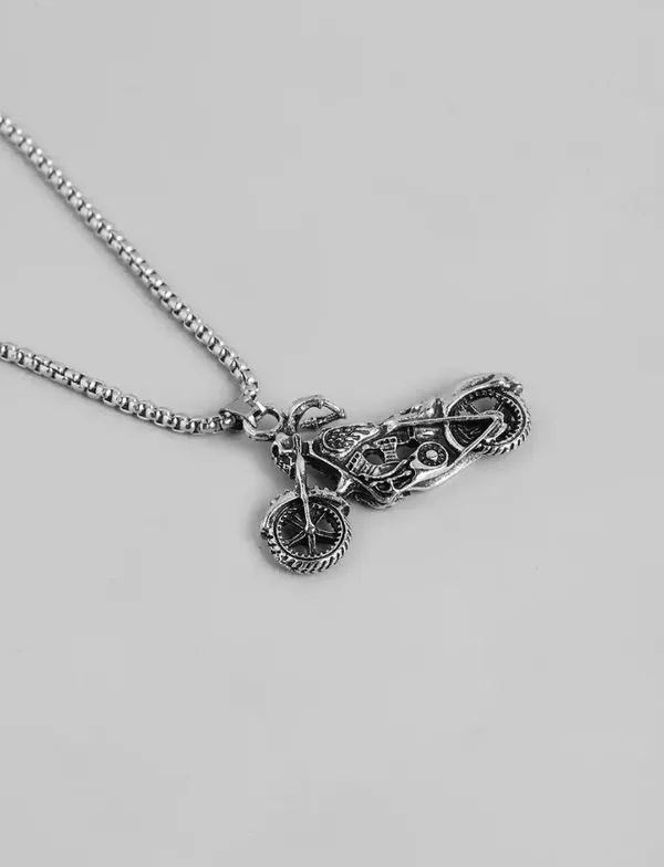 Unisex_Bike_Ryder_Shaped_Rhodium_Plated_Pendant_With_Chain
