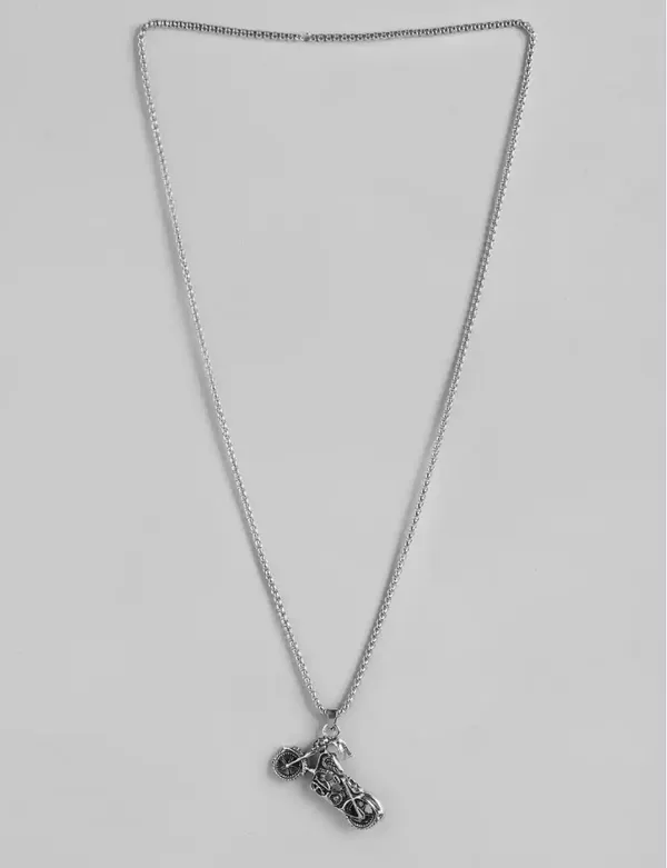 Unisex_Bike_Ryder_Shaped_Rhodium_Plated_Pendant_With_Chain