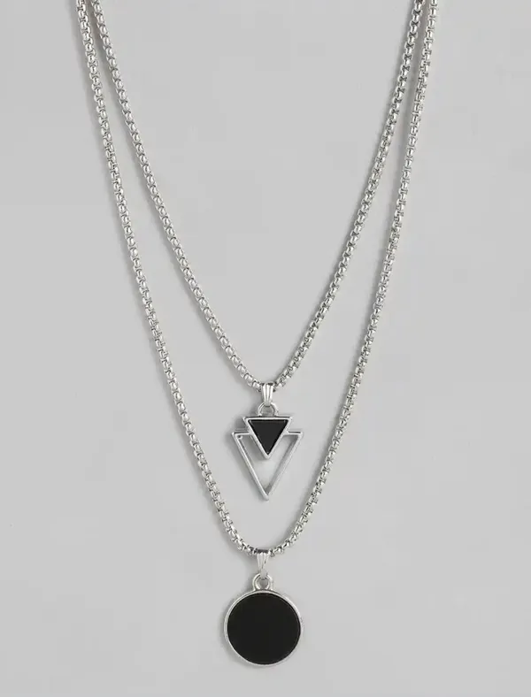 Unisex_Geometric_Silver_Plated_Stainless_Steel_Pendants_With_Chains_Combo_Set_Of_2