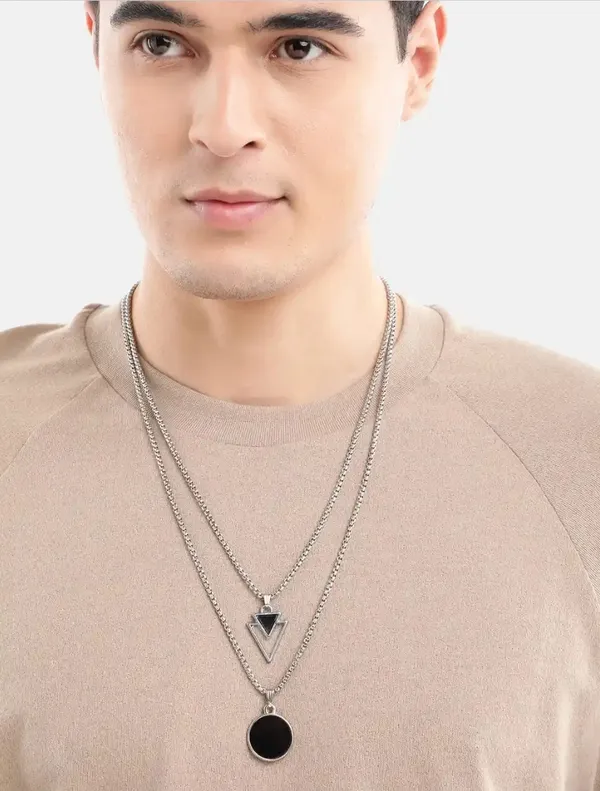 Unisex_Geometric_Silver_Plated_Stainless_Steel_Pendants_With_Chains_Combo_Set_Of_2