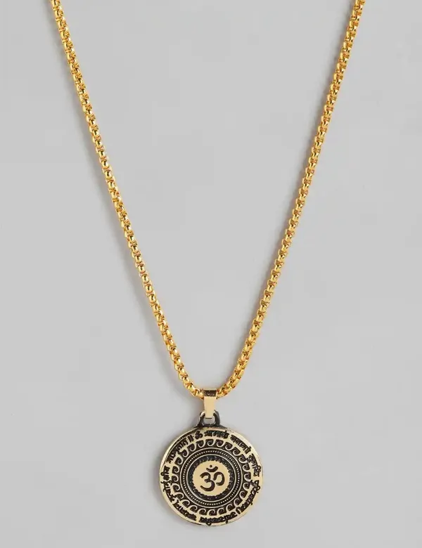 Unisex_Gold_Om_Divine_Lord_Mahamrityunjay_Antique_Pendant_With_Chain