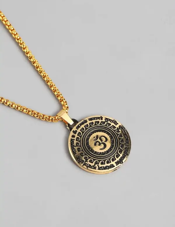 Unisex_Gold_Om_Divine_Lord_Mahamrityunjay_Antique_Pendant_With_Chain