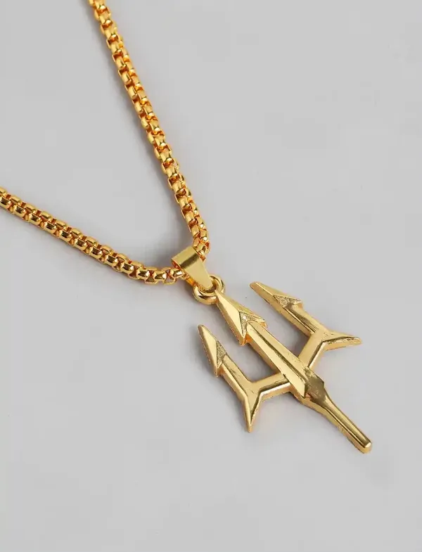 Unisex_Gold_Trident_Anime_Pendant_With_Chain