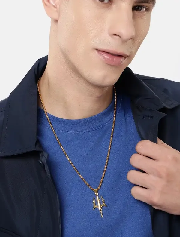 Unisex_Gold_Trident_Anime_Pendant_With_Chain