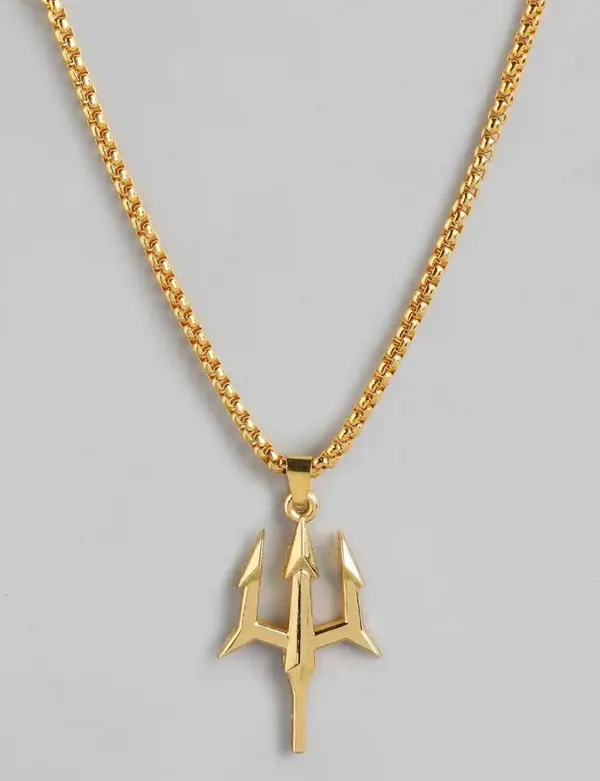 Unisex_Gold_Trident_Anime_Pendant_With_Chain