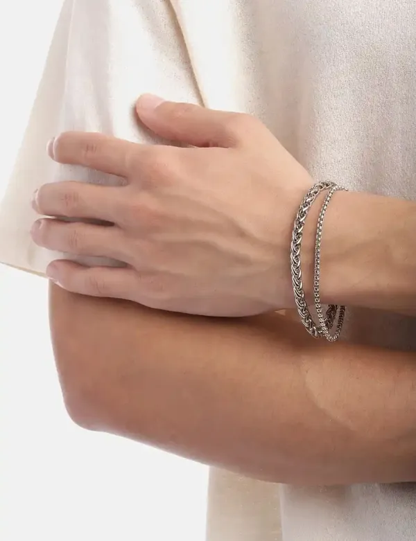 Unisex_Oxidised_Silver_Plated_Stainless_Steel_Chain_Link_Bracelet