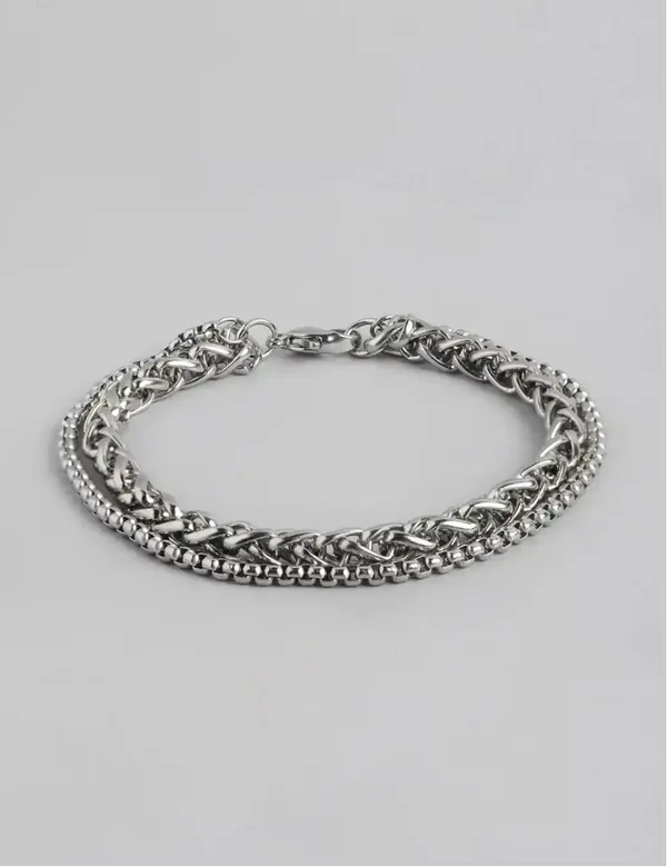 Unisex_Oxidised_Silver_Plated_Stainless_Steel_Chain_Link_Bracelet