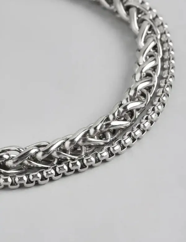 Unisex_Oxidised_Silver_Plated_Stainless_Steel_Chain_Link_Bracelet