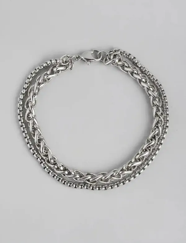 Unisex_Oxidised_Silver_Plated_Stainless_Steel_Chain_Link_Bracelet