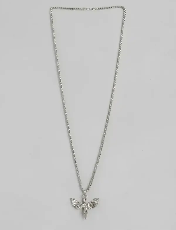 Unisex_Antique_Angel_And_Square_Stainless_Steel_Pendants_With_Chains_Set_Of_2