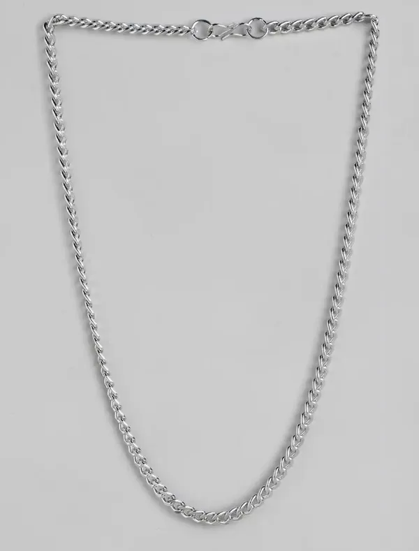 Unisex_Antique_Square_Pendant_And_Silver_Chain_Stainless_Steel_Set_Of_2