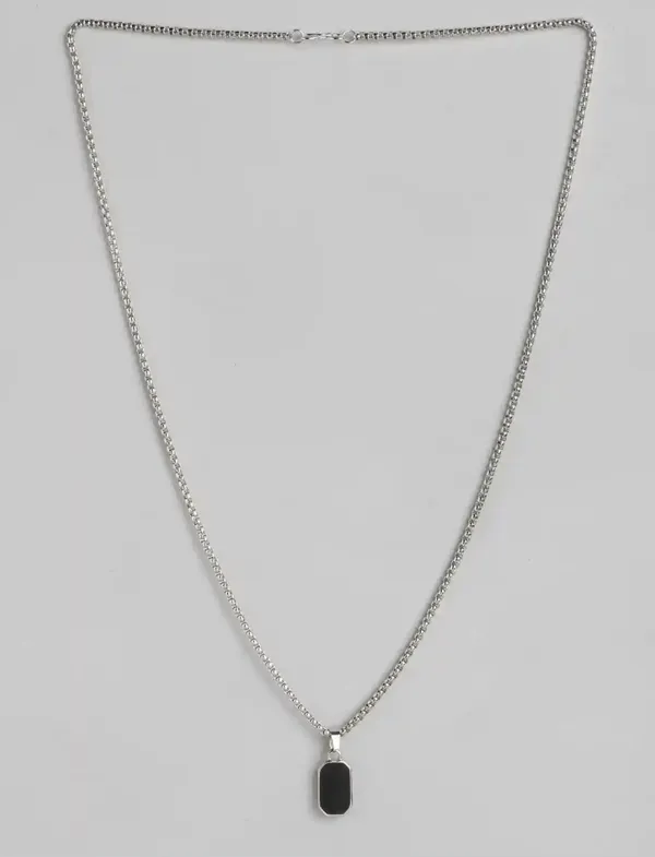 Unisex_Black_Rectangular_And_Silver_Chain_Stainless_Steel_Set_Of_2