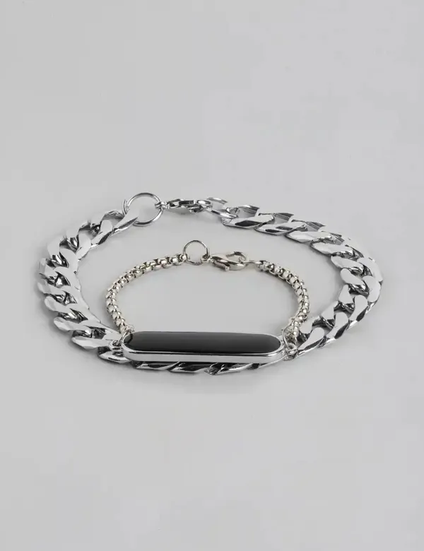 Unisex_Stainless_Steel_Link_Chain_Bracelet_Silver_Plated_Set_Of_2