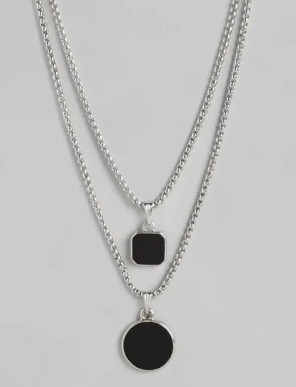 Unisex_Oxidised_Necklace_Silver_Plated_Stainless_Steel_Pendants_With_Chains_Set_Of_2