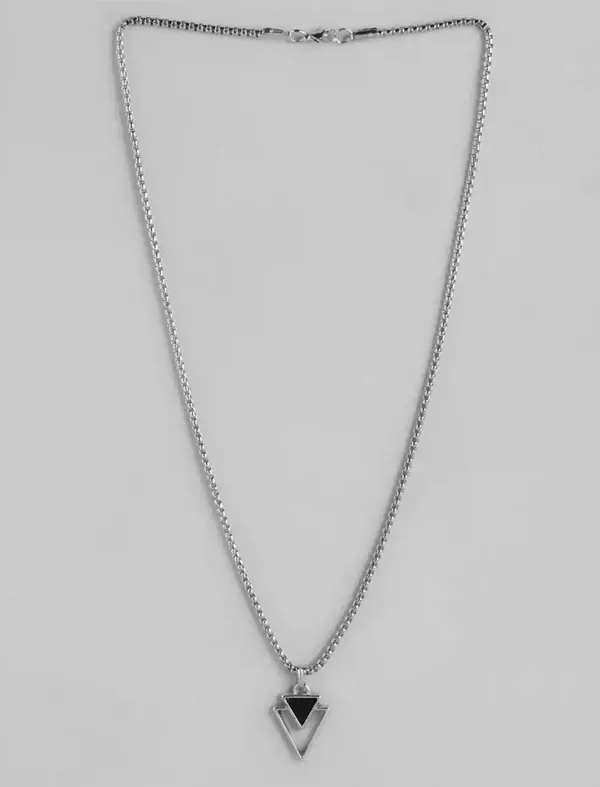 Unisex_Oxidised_Necklace_Silver_Plated_Stainless_Steel_Pendants_With_Chains_Set_Of_2