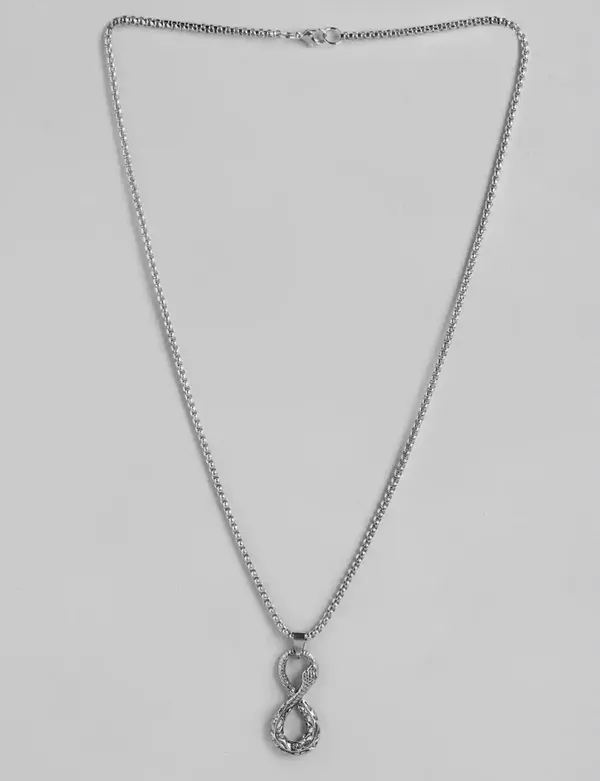 Unisex_Silver_Infinity_Loop_Shaped_Rhodium_Plated_Pendant_With_Chain