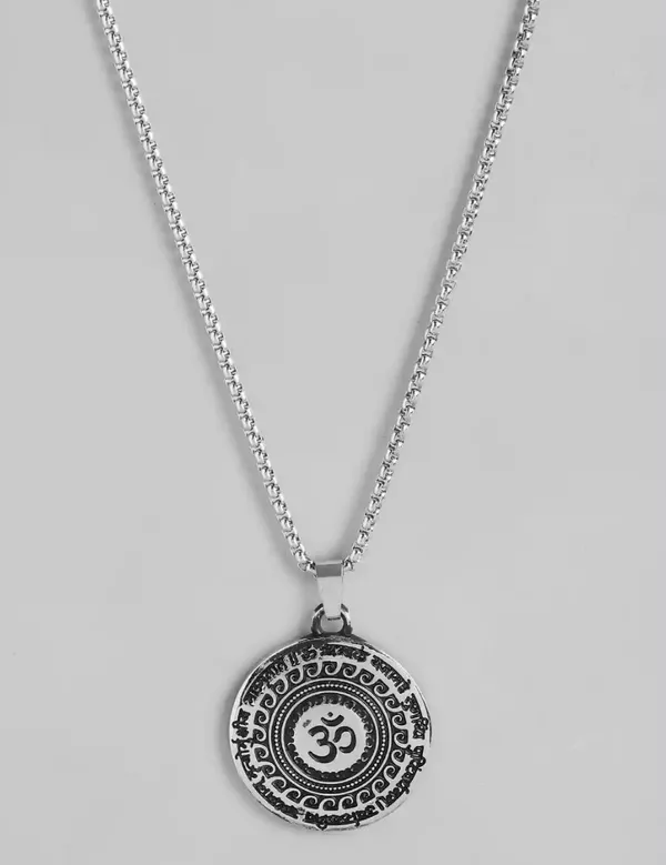 Unisex_Silver_Om_Divine_Lord_Mahamrityunjay_Antique_Pendant_With_Chain